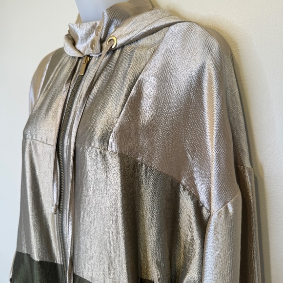 ZARA | Jewel Tone Color Block Satin Sheen Zip Up Hooded Coat Bomber Jacket - Picture 6 of 16